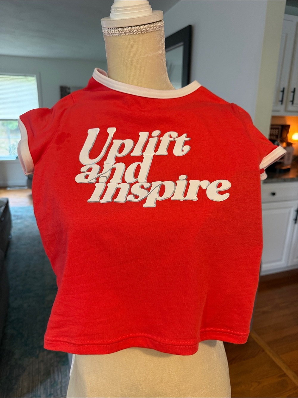Athletic Works Red Short Sleeve Tee with White 'Uplift and Inspire' Graphic